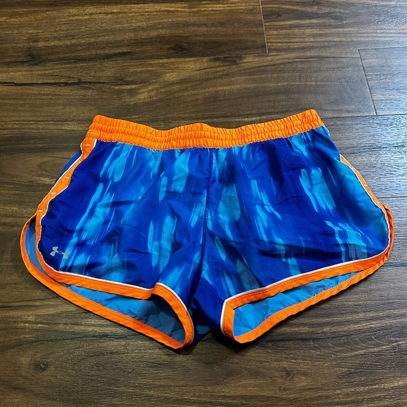Under Armour Women's Blue and Orange Athletic Shorts - Picture 1 of 2